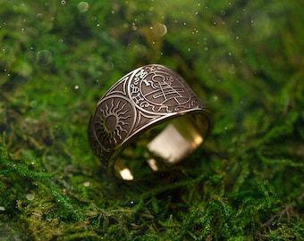 Secret Seal of Solomon adjustable ring Lesser Key of Solomon Seal Sacred Geometry adjustable ring Solomon kabbalah occult talisman