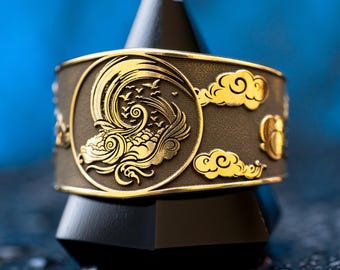 Air Symbol Ring: Element of Intellect and Freedom, Goetia Wiccan Esoteric Jewelry