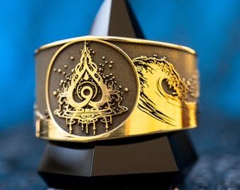 Water Symbol Ring: Element of Renewal and Intuition, Alchemy Goetia Magic talisman
