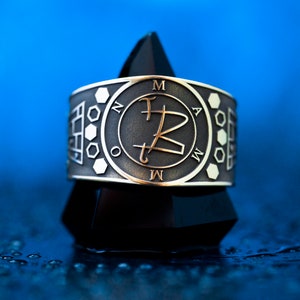 Mammon Spirit of Wealth occult adjustable ring Lesser Key of Solomon Seal sacred geometry kabbalah goetia magic