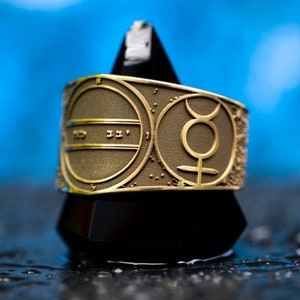 Anillo con sello del Segundo Pentáculo de Mercurio de Goetia: Amuleto y talismán de la Cábala
