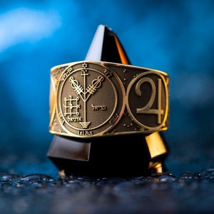 Goetia Fourth Pentacle of Jupiter Holy Planetary Seal of Solomon kabbalah amulet adjustable ring talisman occult magic