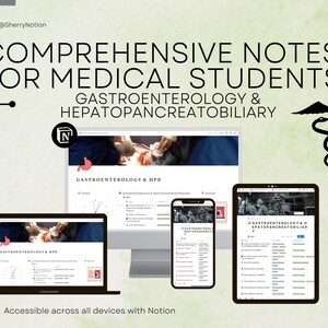Notion Templates for Medical Students | Medical Notes | Digital Notes | Gastroenterology & Hepatobiliary | Medical School | Notion Dashboard