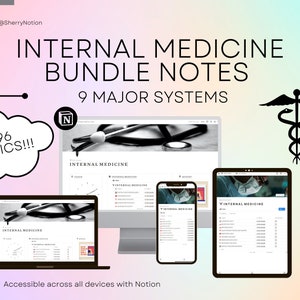 Notion Template for Medical Students | Complete Bundle Notes | Internal Medicine | Medical School | Notion Dashboard | Digital Medical Notes