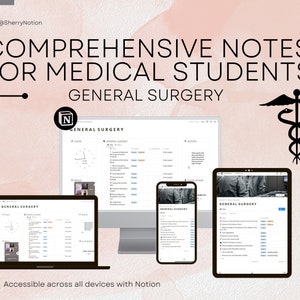 Notion Templates for Medical Students | Medical Notes | Digital Notes | General Surgery | Medical School | Notion Dashboard