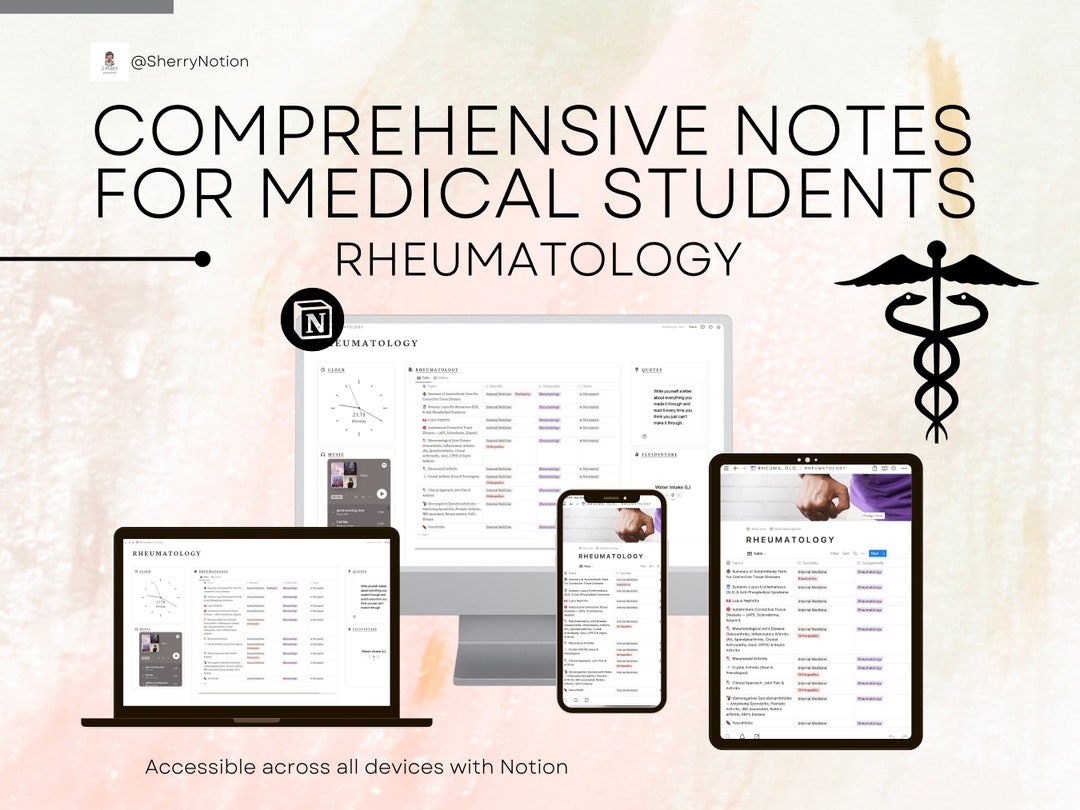 Sample Rheumatology Note Rheumatology Notion Template: Medical Student Digital Notes (digital ...