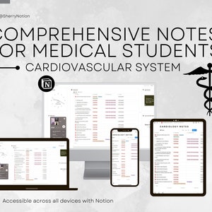 Notion Templates for Medical Students | Medical Notes | Digital Notes | Cardiovascular System | Anatomy | Medical School | Notion Dashboard