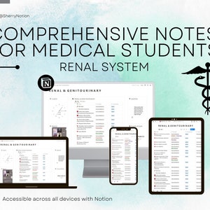 Notion Templates for Medical Students | Medical Notes | Digital Notes | Renal System | Nephrology | Medical School | Notion Dashboard