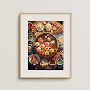 Chinese Dim Sum Night Poster | Minimalist Digital Print | Anime | Wall Art