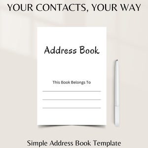 Digital Address Book: Printable Contact List & Emergency Log (Canva Template, PDF, PNG, PPT)