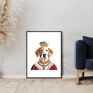 Royal King Beagle Digital Art Print | Funny Dog Portrait | Pet Lover Gift | Animal Kingdom Decor