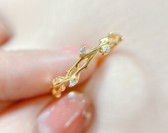 Sierlijke takring, 925 sterling zilver gouden minimalistische band, stapelring, dunne ring, vintage stapelbare ring, cadeau voor haar, omgord voor moeder.