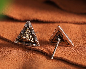 Sterling Zilver All Seeing Eye Stud Oorbellen, Vintage Driehoek Oorbellen, Derde Oog, Driehoek Boze Oog, Illuminati Driehoek, Geschenken voor haar