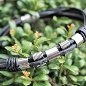 Leren armband met roestvrij staal en magnetische sluiting unisex