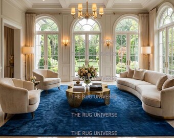 Solid Deep 8x10 Blue Rug Hand-Tufted Area Rug Luxury Rug for Living Room & Bedroom Decor