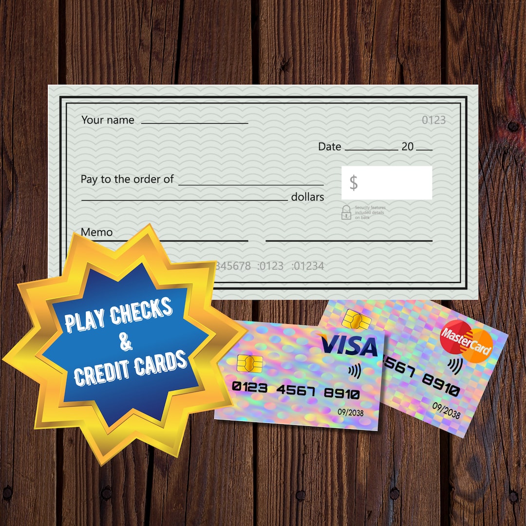 Printable Play/pretend Checks & Credit Cards for Kids Etsy