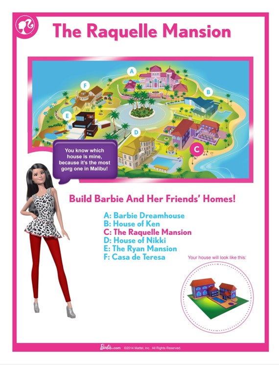 Printable the Raquelle Mansion BARBIE Craft Etsy