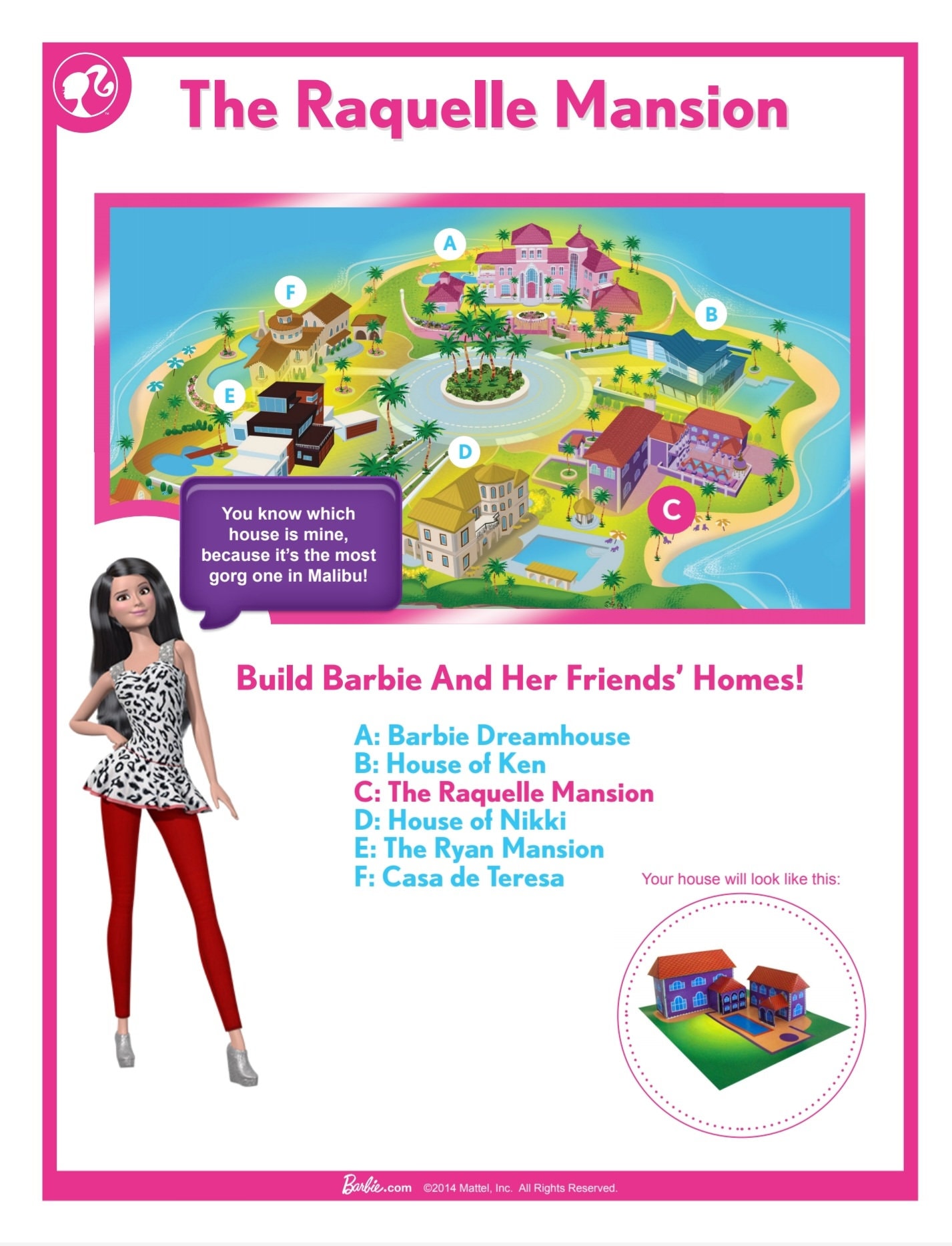 Printable 'the Raquelle Mansion' BARBIE Craft UK