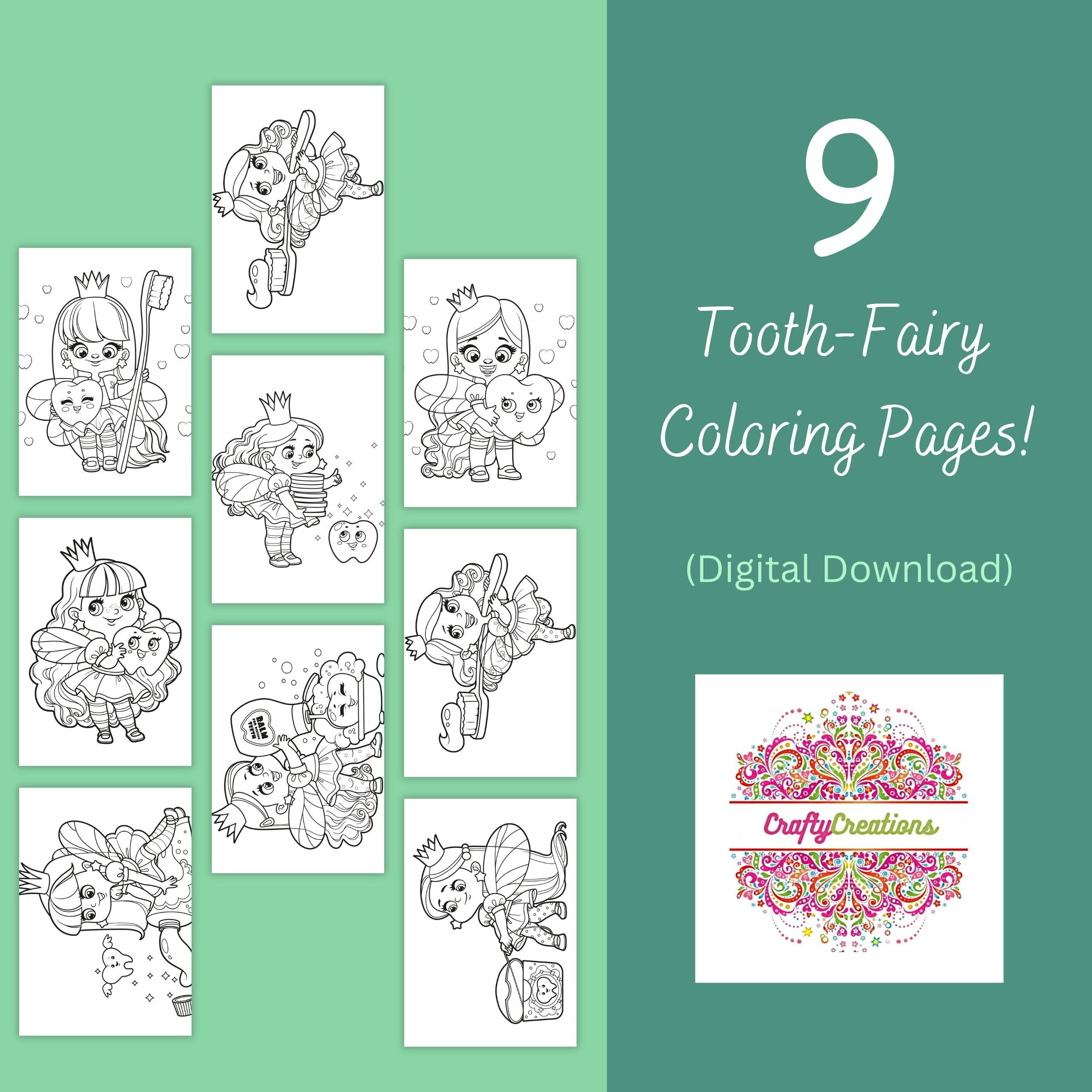 9 Printable Toothfairy Coloring Pages Etsy