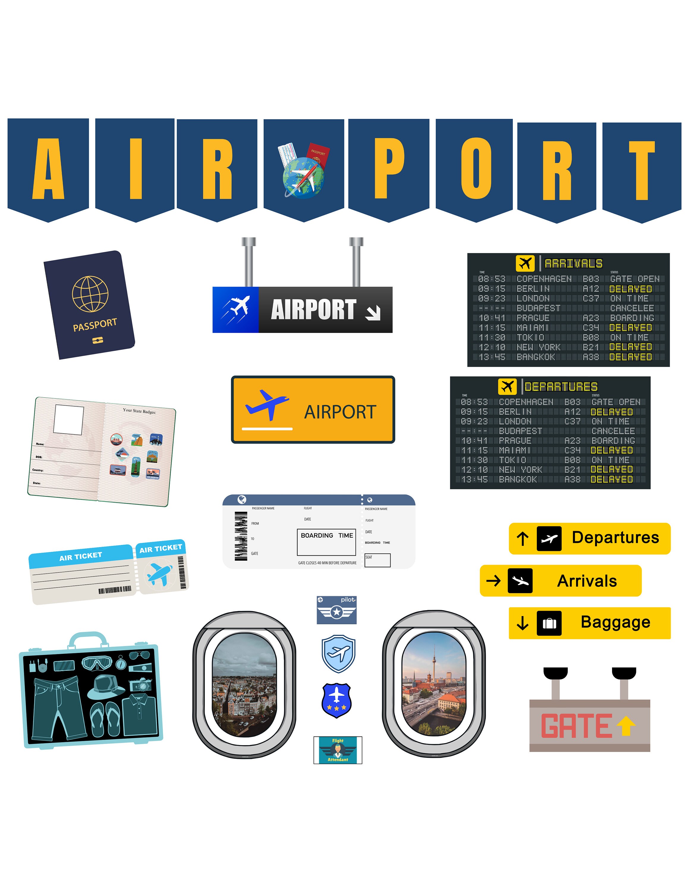 Sticker Aeroporto Paraurti Sticker Airport Arrivals Departures Airport ...