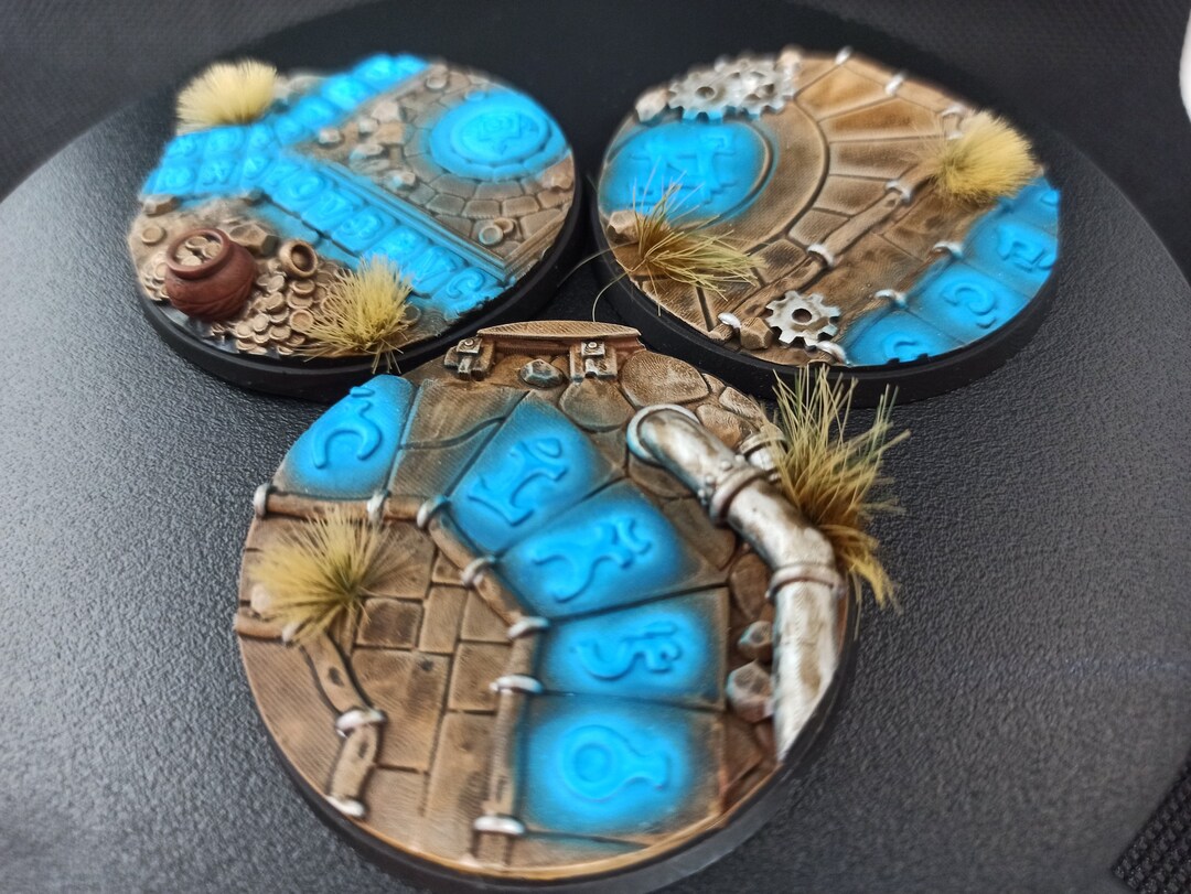 Warhammer 40k Bases Painted 50mm 3x 3d Printed Age of Sigmar Etsy