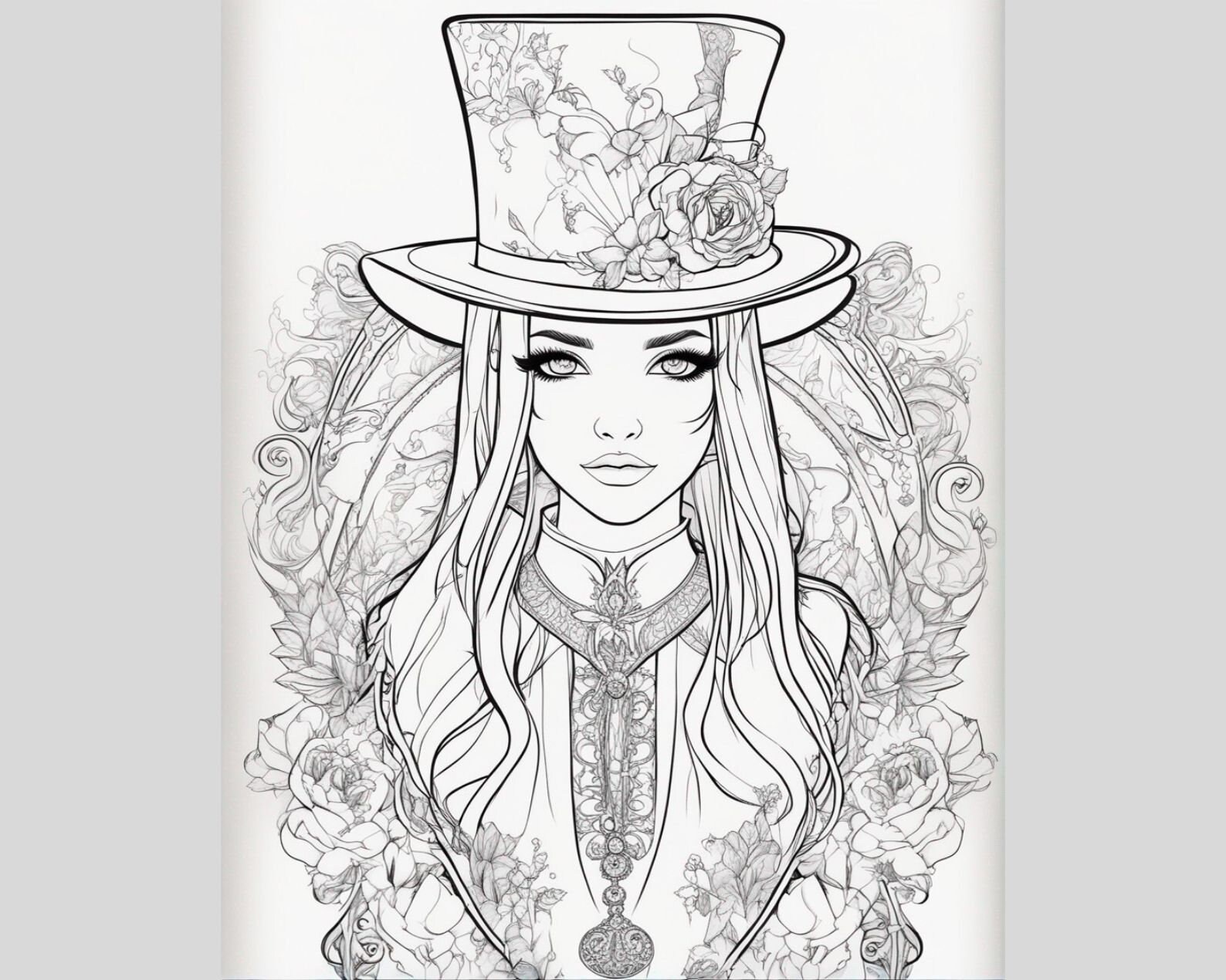 500 Gothic Girls Coloring Book Gothic Portraits Gothic Girls Coloring ...