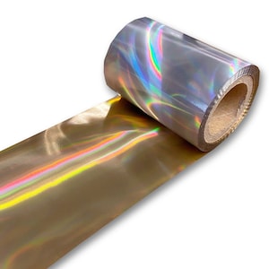 60mm x 150m Rolle Regenbogen Gold Metallic Holographische Wachsharz Band