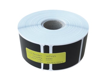 1000 rol 35 mm x 35 mm zwarte vierkante etiketten polypropyleen permanente stickers afdichtingen