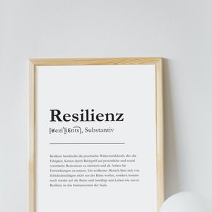 Pôster de definição de resiliência – decoração de parede emocional, presente perfeito e agradecimento para amigos, família, aniversário, arte de resiliência