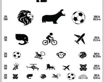 Zabawna tabela badania wzroku dla dzieci | Cyfrowe badanie wzroku do pobrania | Badanie wzroku