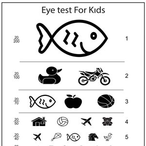 Sehtest für Kinder. DRUCKBEREIT
