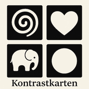 Set di carte a contrasto per neonati - Motivi di animali in bianco e nero per neonati (0-6 mesi) | Giocattolo didattico digitale Montessori in formato PDF