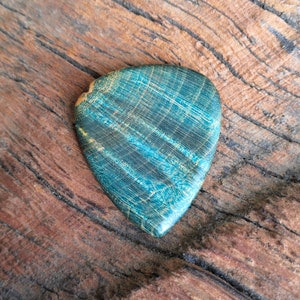 Stabilized Flame Maple Guitar Pick - Turquoise / Free USA shipments for orders over 35 usd