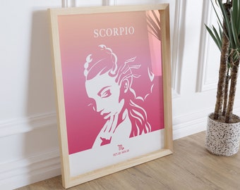 Scorpio Zodiac Wall Art Printable Poster, Scorpio Zodiac Art Poster, Spiritual Wall Art, Zodiac Aura Gradient Poster