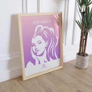 Aquarius Zodiac Wall Art Printable, Aquarius Poster, Aquarius Birthday Gift for Her, Zodiac Poster, Zodiac Wall Art, Zodiac Gift, Home Decor
