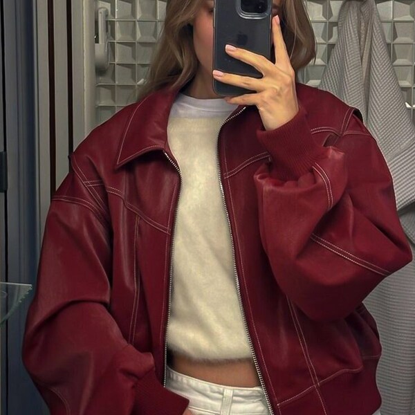 Cherry cola, veste zippée couleur cerise, manteau