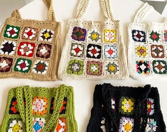 Hand Knitted Boho and Vintage Bag - So Cozy and Cutie