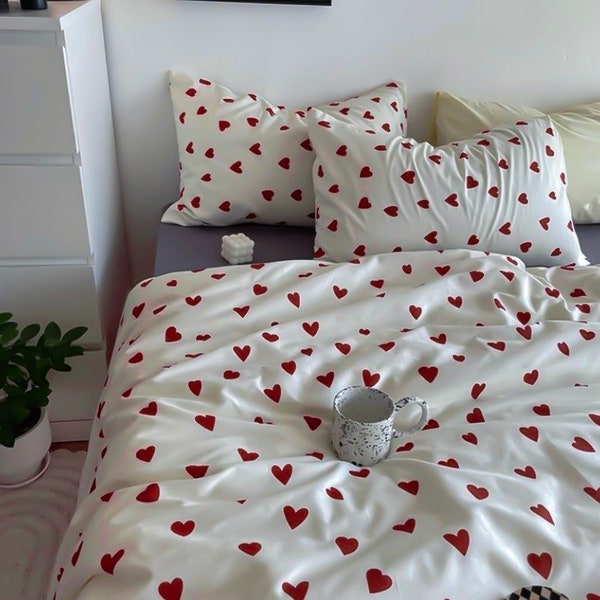 Parure de lit coeur pour 2 personnes - couvre-lit double