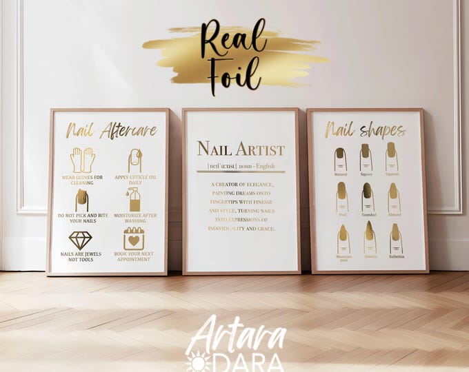 Set 6 Nail Polish Posters Beauty Salon Decor Nail Shapes Guide Nails ...