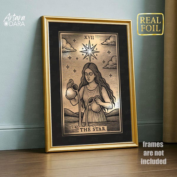 Gold Foil Tarot Card Poster: The Star Major Arcana