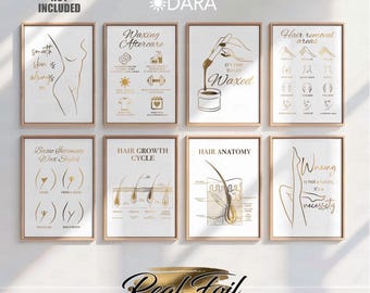 Real Foil Waxing Posters, Salon Decor, Hair Removal Art