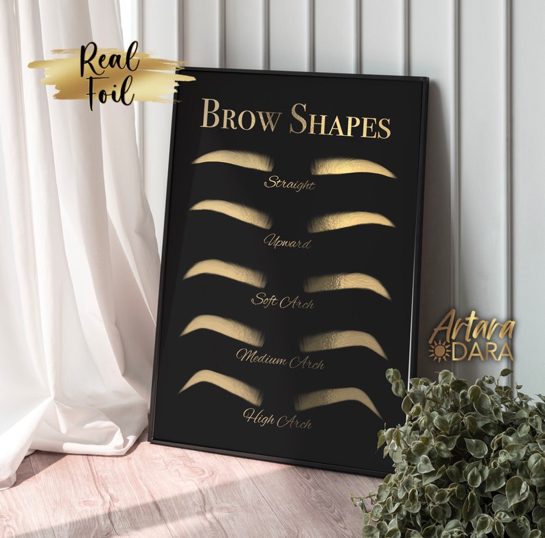 Brow Shapes Poster, Real Foil Print, Beauty Salon Decor, Brow