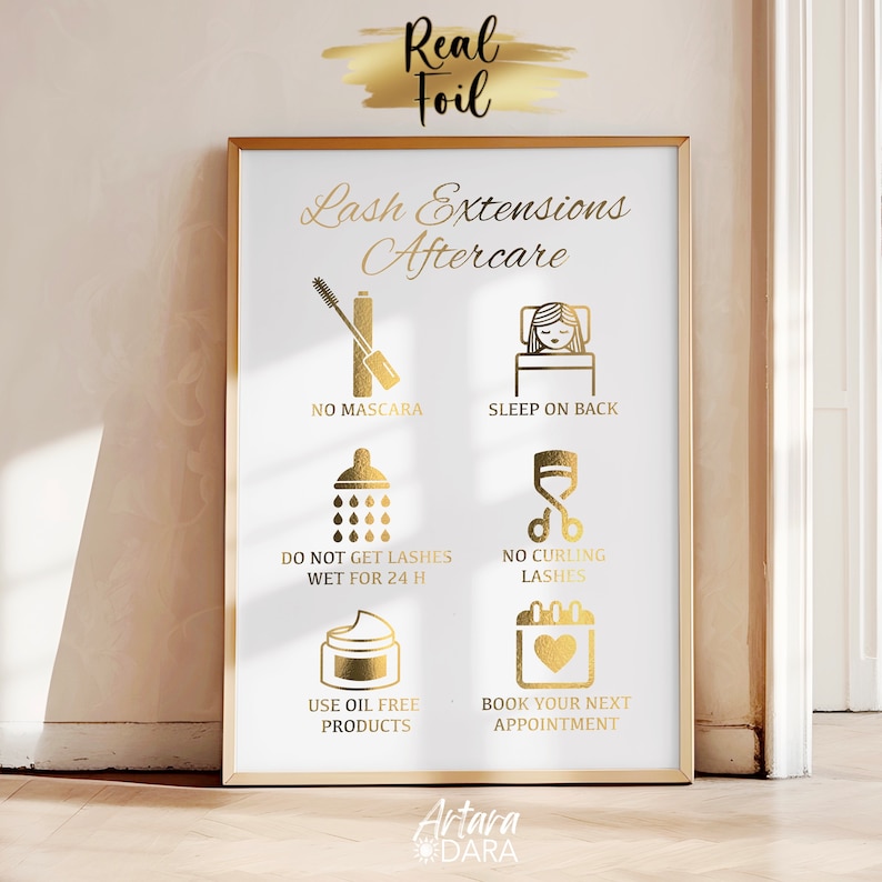 Lashes Poster, Beauty Salon Decor, Real Foil Print, Lash Extensions