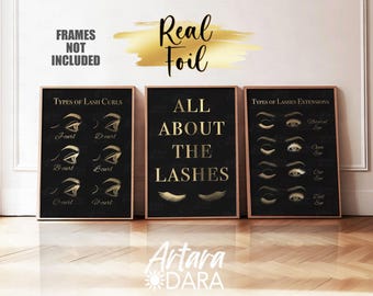 Eyelash Extensions Art, Real Foil Print, Beauty Salon Decor