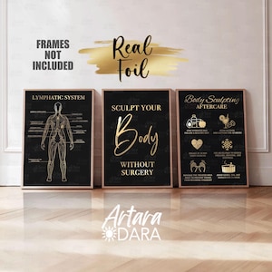 Body Sculpting Prints, Real Foil Poster,  Lymphatic System, Beauty Salon Decor, Body Contouring, Body Sculpting Aftercare, Lymphatic Massage