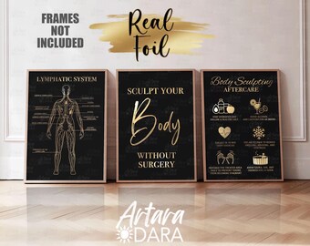 Body Sculpting Prints, Real Foil Poster,  Lymphatic System, Beauty Salon Decor, Body Contouring, Body Sculpting Aftercare, Lymphatic Massage