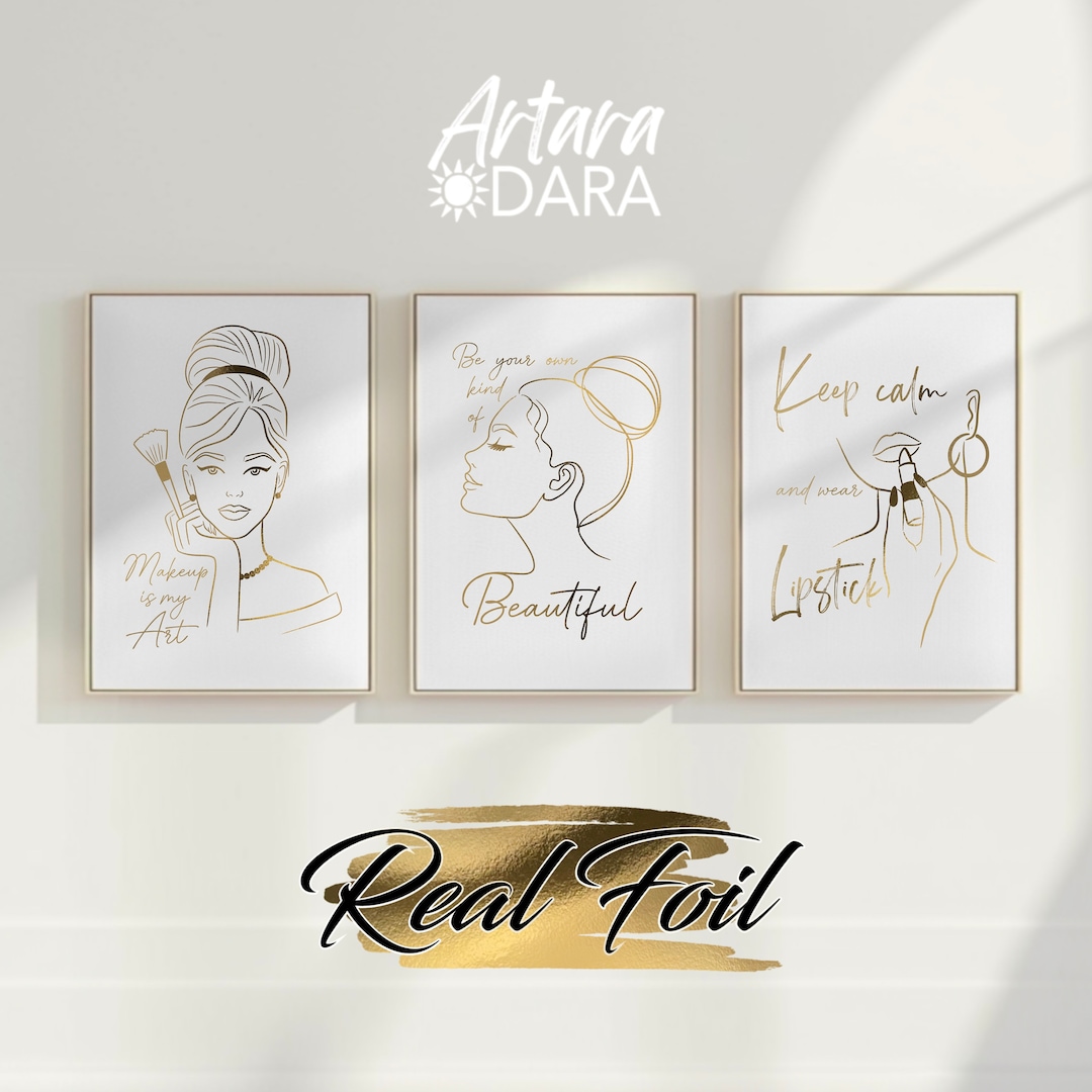 Makeup Posters, Real Foil Print, Beauty Salon Decor, Makeup Artist Gift