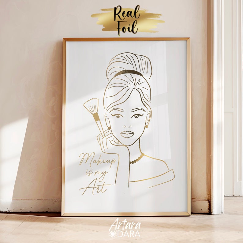 Makeup Posters, Real Foil Print, Beauty Salon Decor, Makeup Artist Gift