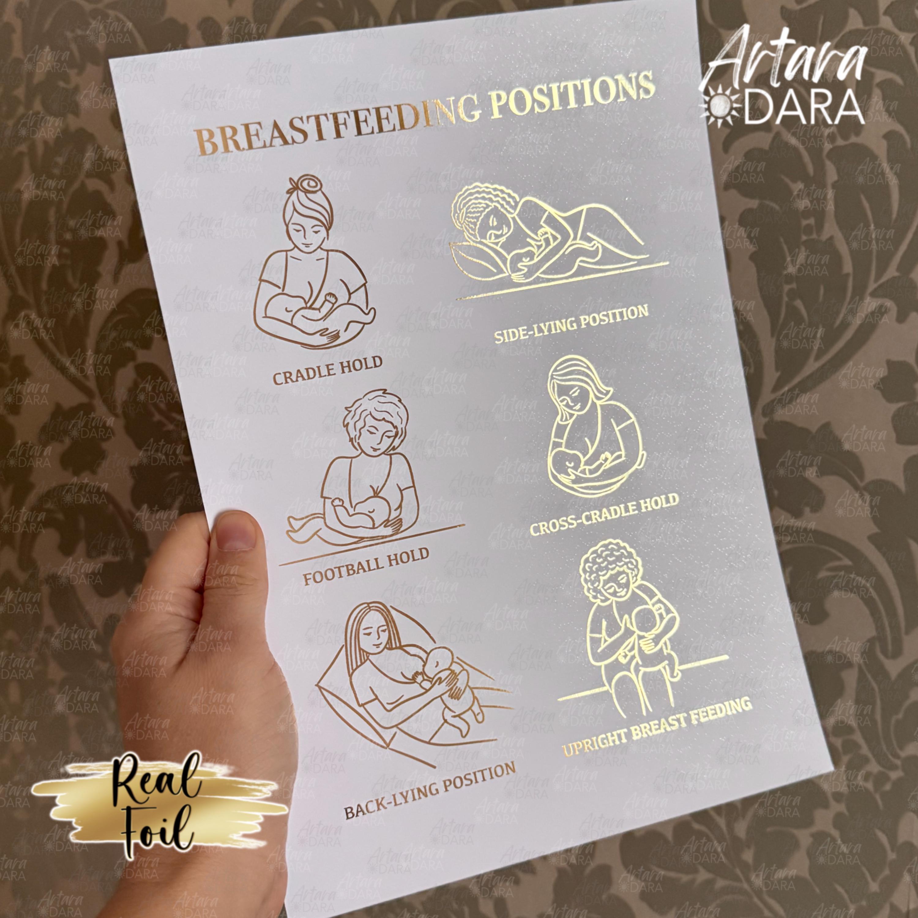 Breastfeeding Positions Real Foil Print, Lactation Guide Poster Set - Etsy