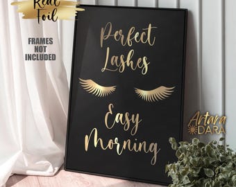 Eyelashes Real Foil Print, Beauty Salon Lashes Studio Decor